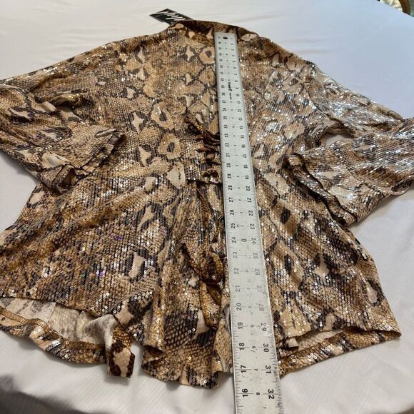 NWT Ethyl Snakeprint Sequin Sparkle Tunic Top Button Up Shirt Plus Size XXL New - Picture 9 of 9